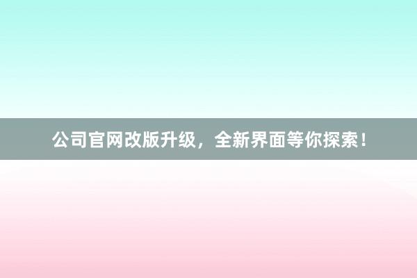 公司官网改版升级，全新界面等你探索！